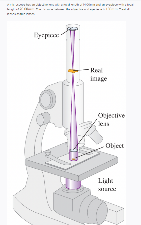 Solved A microscope has an objective lens with a focal | Chegg.com