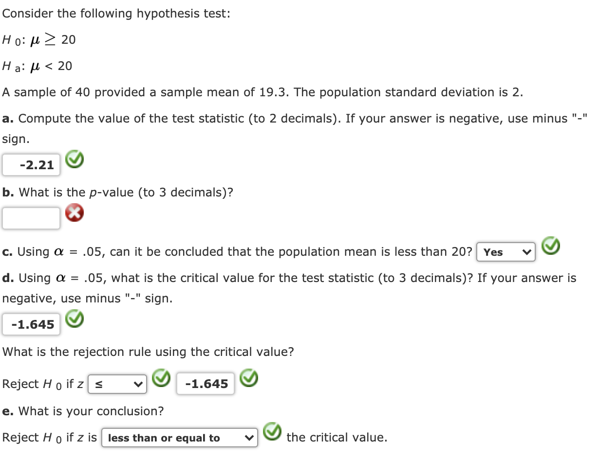 Solved Consider the following hypothesis test Hoiu > 20 Ha