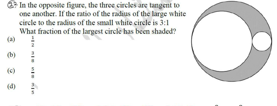 Solved 22. In the opposite figure, the three circles are | Chegg.com