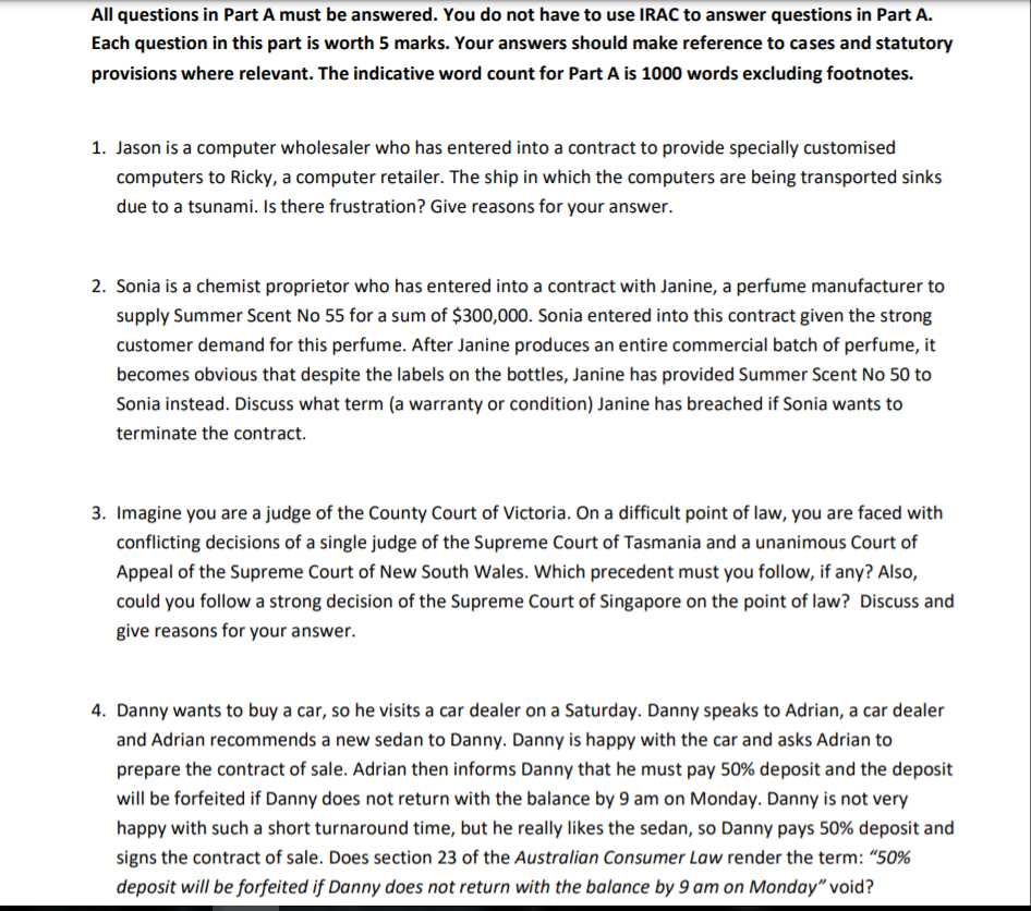 Solved All questions in Part A must be answered. You do not | Chegg.com