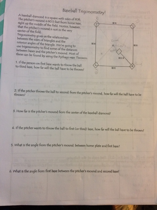 Solved Baseball Trigonometry! A baseball diamond is a square