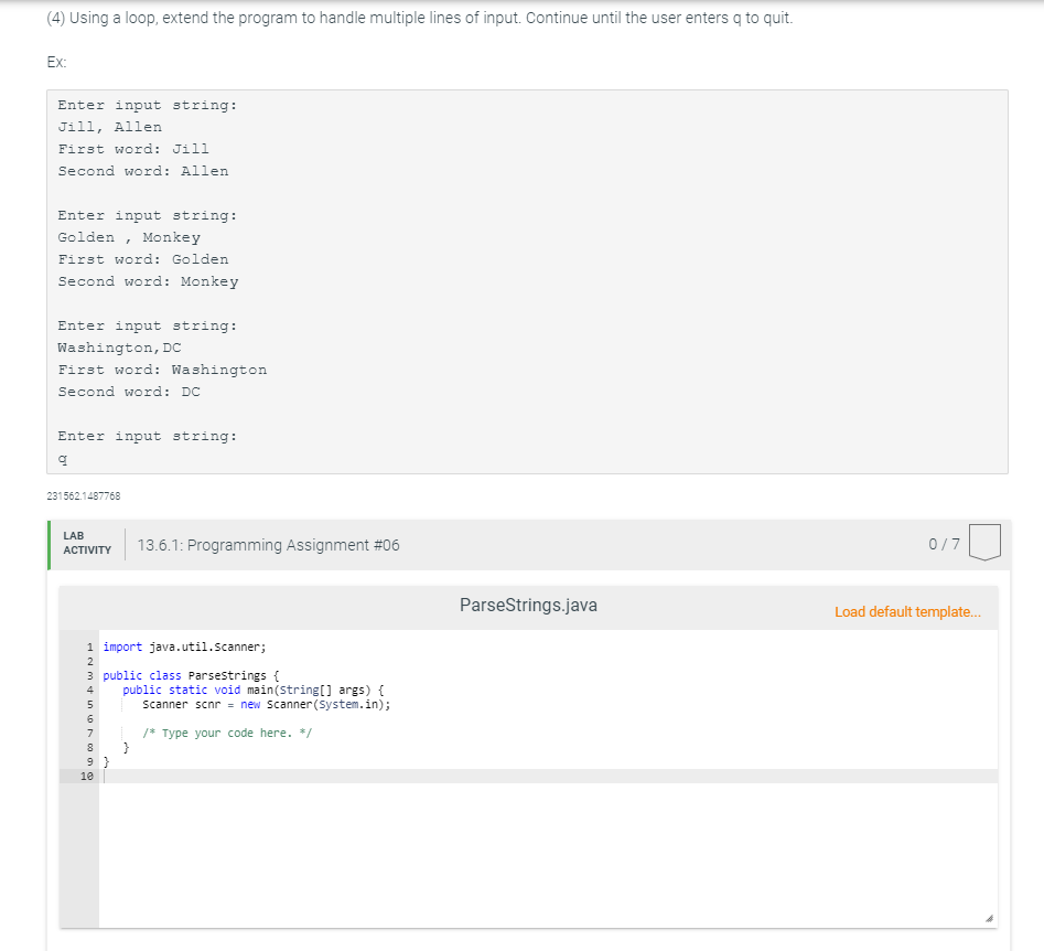 Solved (1) Prompt the user for a string that contains two | Chegg.com