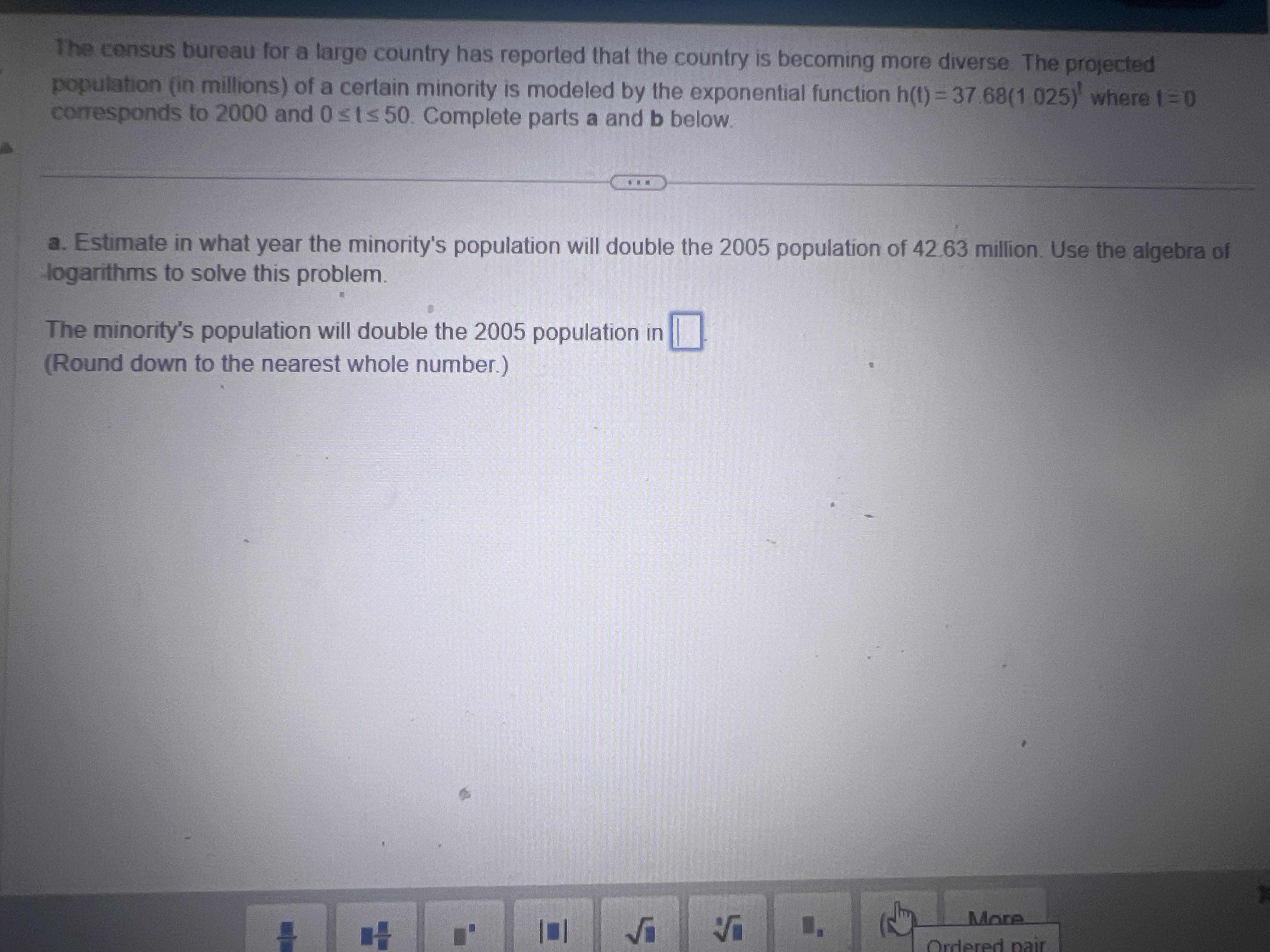 Solved The Census Bureau For A Large Country Has Reported | Chegg.com