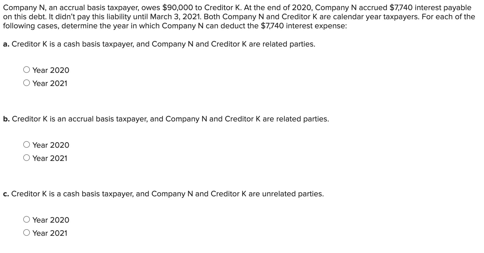 Solved Company N, An Accrual Basis Taxpayer, Owes $90,000 To | Chegg.com