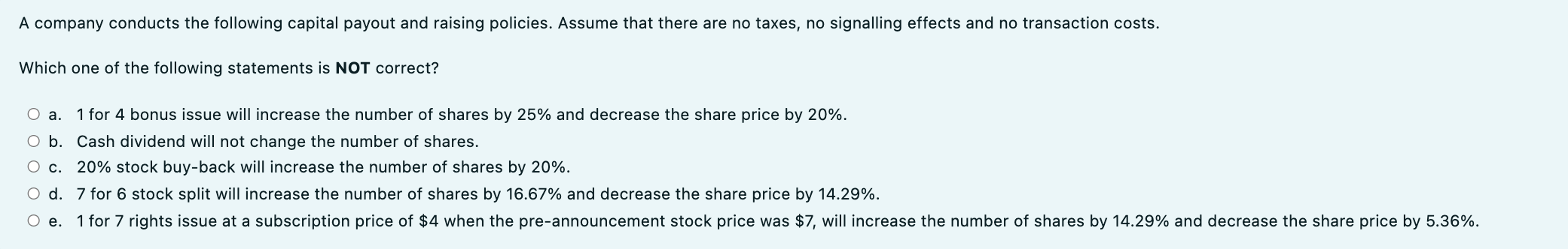 Solved A company conducts the following capital payout and | Chegg.com