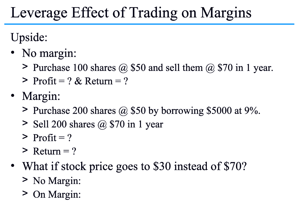 Solved Trading On Margin Example cont. Suppose the Chegg