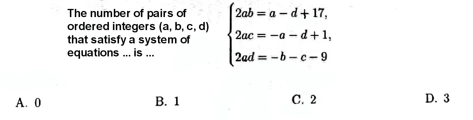 The number of pairs of ordered integers (a,b,c,d) | Chegg.com