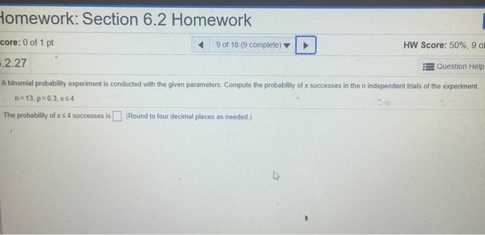 Solved A binomial probability experiment is conducted with | Chegg.com