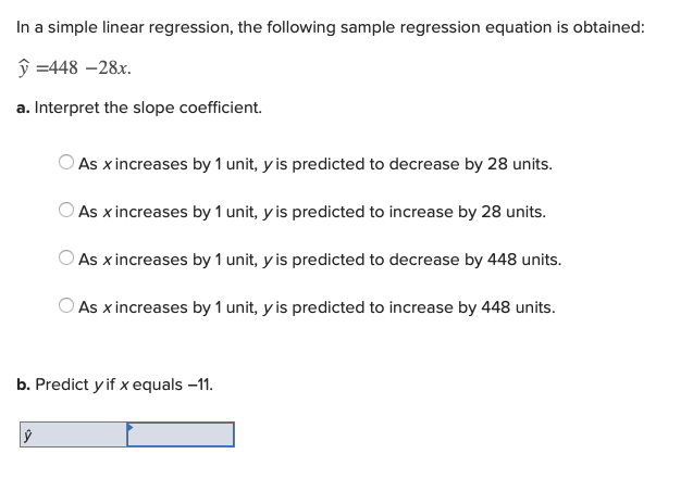 Solved In a simple linear regression, the following sample | Chegg.com