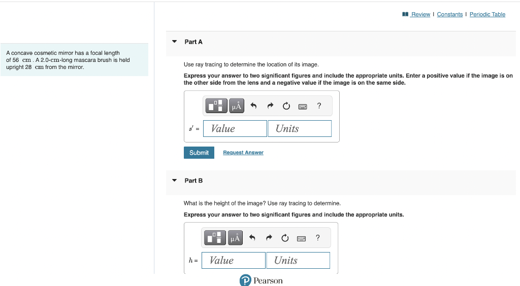 Solved A concave cosmetic mirror has a focal length of 56