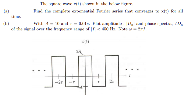 Solved (a) The square wave x(t) shown in the below figure, | Chegg.com