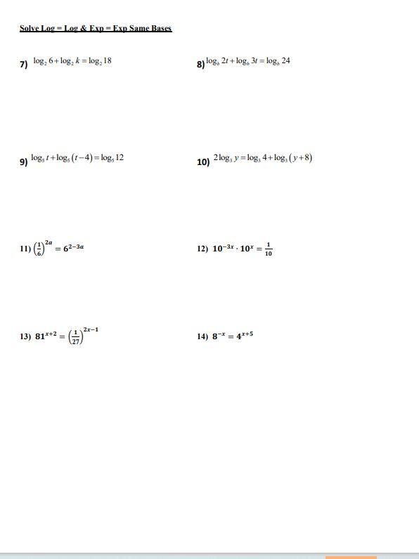 Solved Name: Solving Same Base Exponential Equations Solve | Chegg.com
