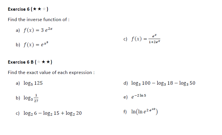 Solved Exercise 6(*********)Find The Inverse Function Of | Chegg.com