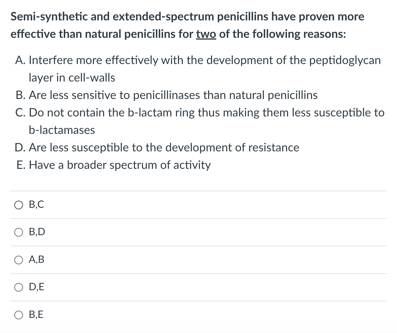 Solved Semi-synthetic and extended-spectrum penicillins have | Chegg.com