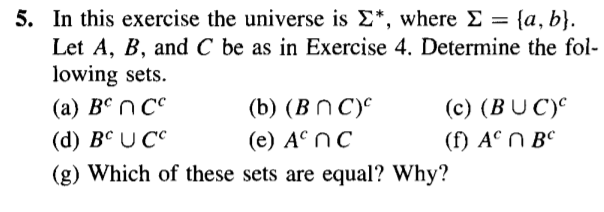 Solved Let Σ = {a, B}. A-a, B, Aa, Bb, Aaa, Bbb. B C 4. (w | Chegg.com