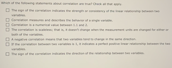 Solved Which Of The Following Statements About Correlation Chegg