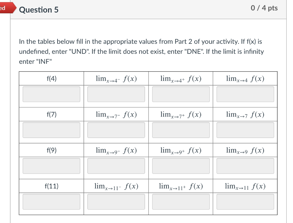 Solved -In the tables below fill in the appropriate values | Chegg.com