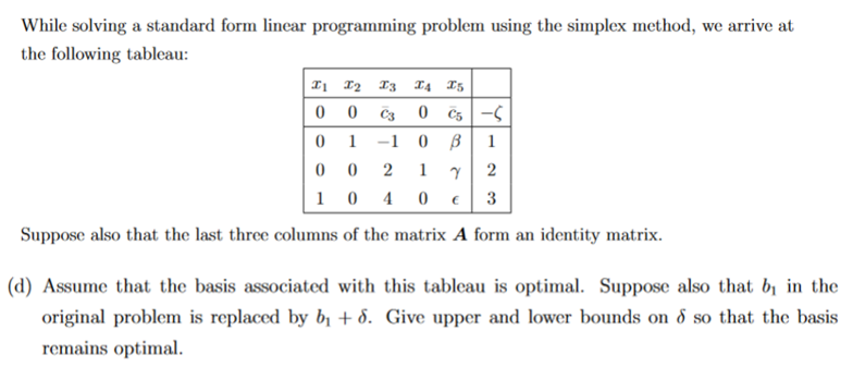 While solving a standard form linear programming | Chegg.com