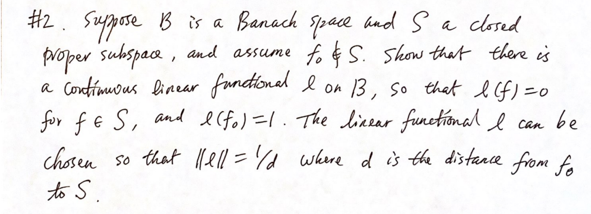 Solved =0 #2. Suppose B Is A Banach Space And S A Closed | Chegg.com