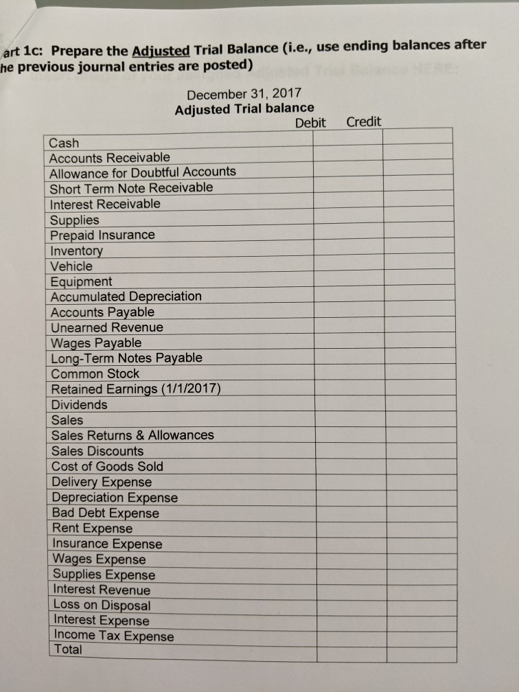 Solved Part 1a Prepare Adjusting Journal Entries Using 6944