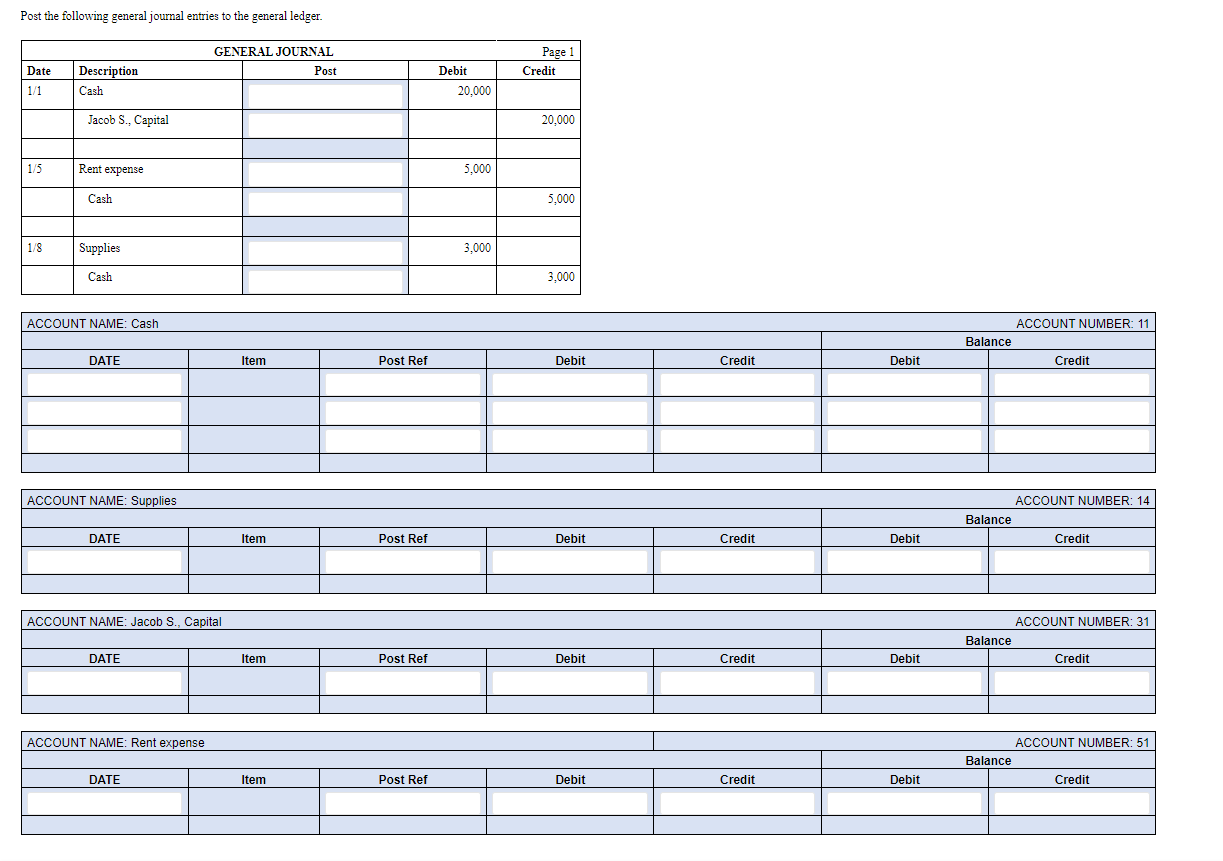 general ledger entries