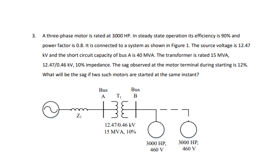 Solved 3. A three-phase motor is rated at 3000 HP. In steady | Chegg.com