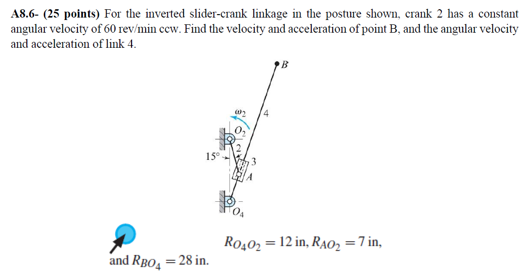 Solved A8.6- (25 Points) For The Inverted Slider-crank | Chegg.com