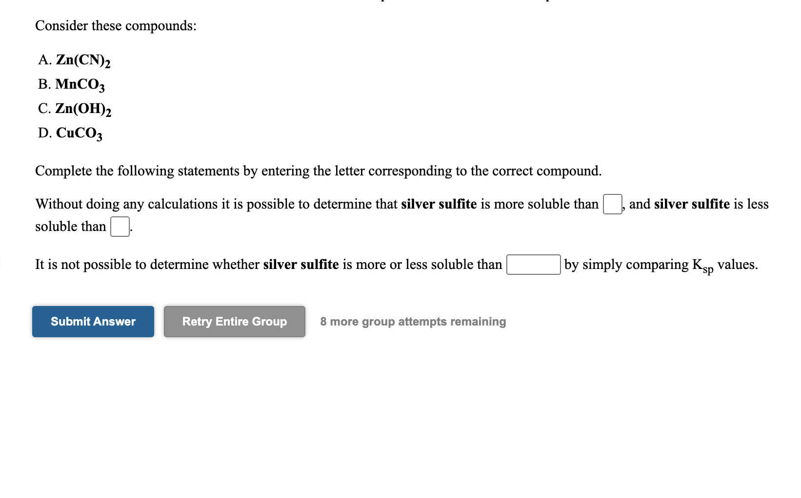 Solved Consider these compounds: A. PbSO4 B. BaCr04 C. | Chegg.com