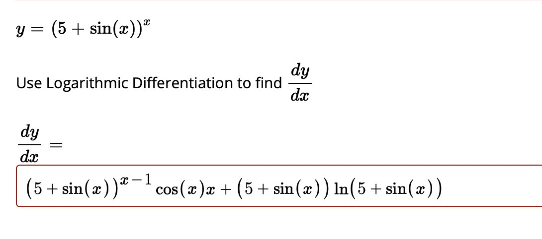 Solved Y = (5 + sin(x))