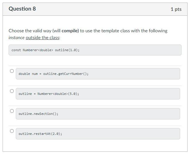 Solved Consider the following template class for the next 2 | Chegg.com