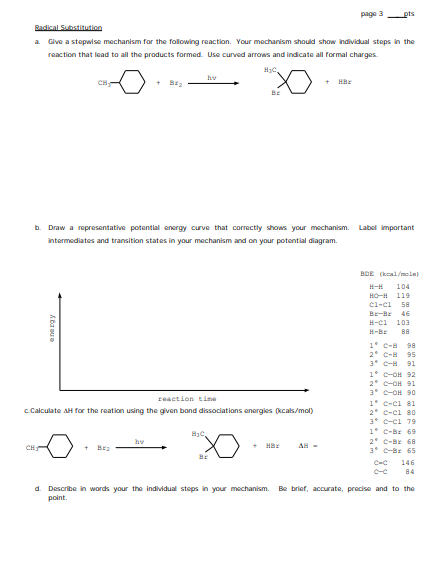 Solved page 3 pts Badicals a Give a stepwise mechanism for | Chegg.com