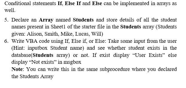 Solved Using VISUAL BASIC in EXCEL, please answer this | Chegg.com