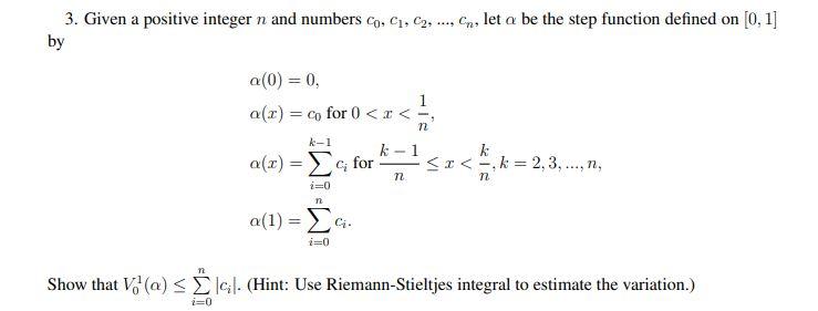 3. Given a positive integer n and numbers Co, C1, C2, | Chegg.com