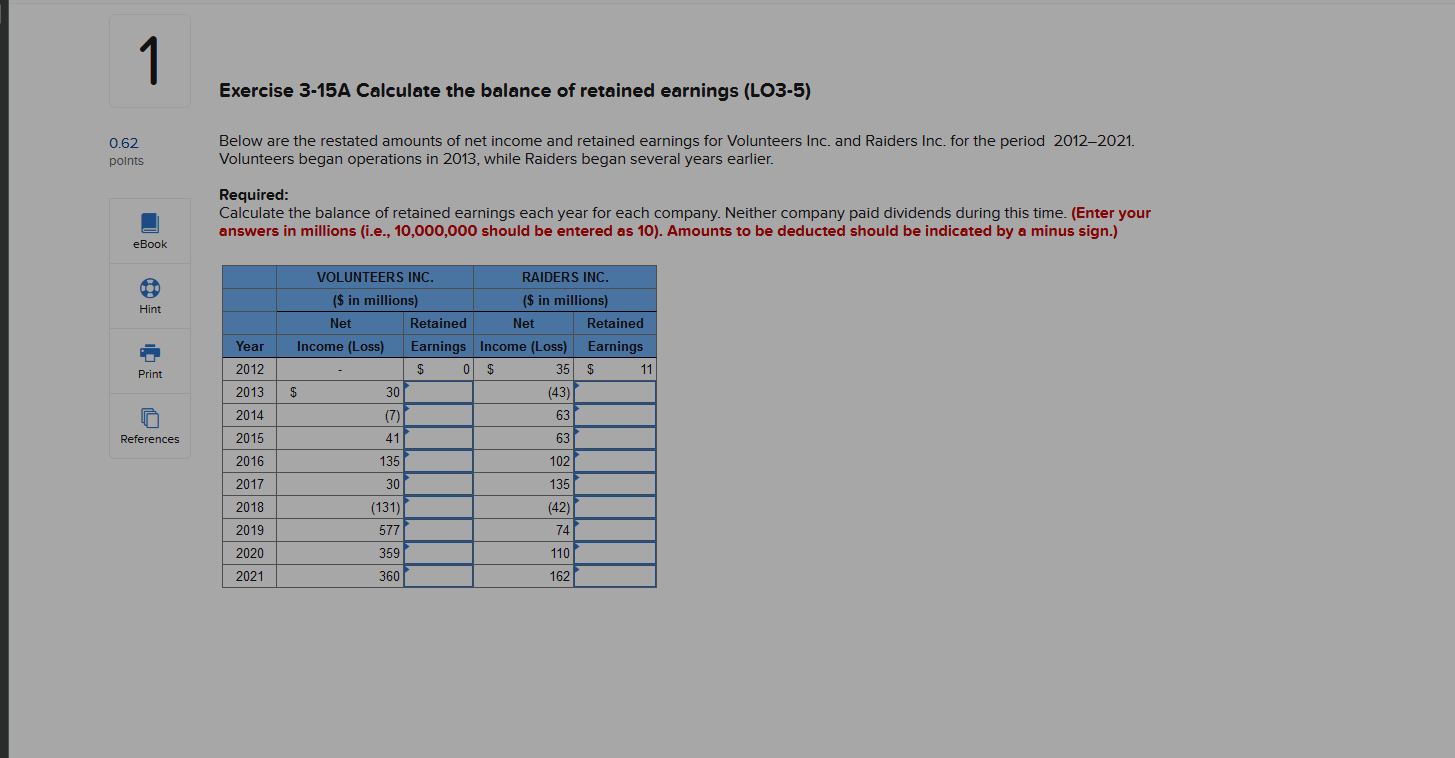 Solved 1 Exercise 315A Calculate the balance of retained