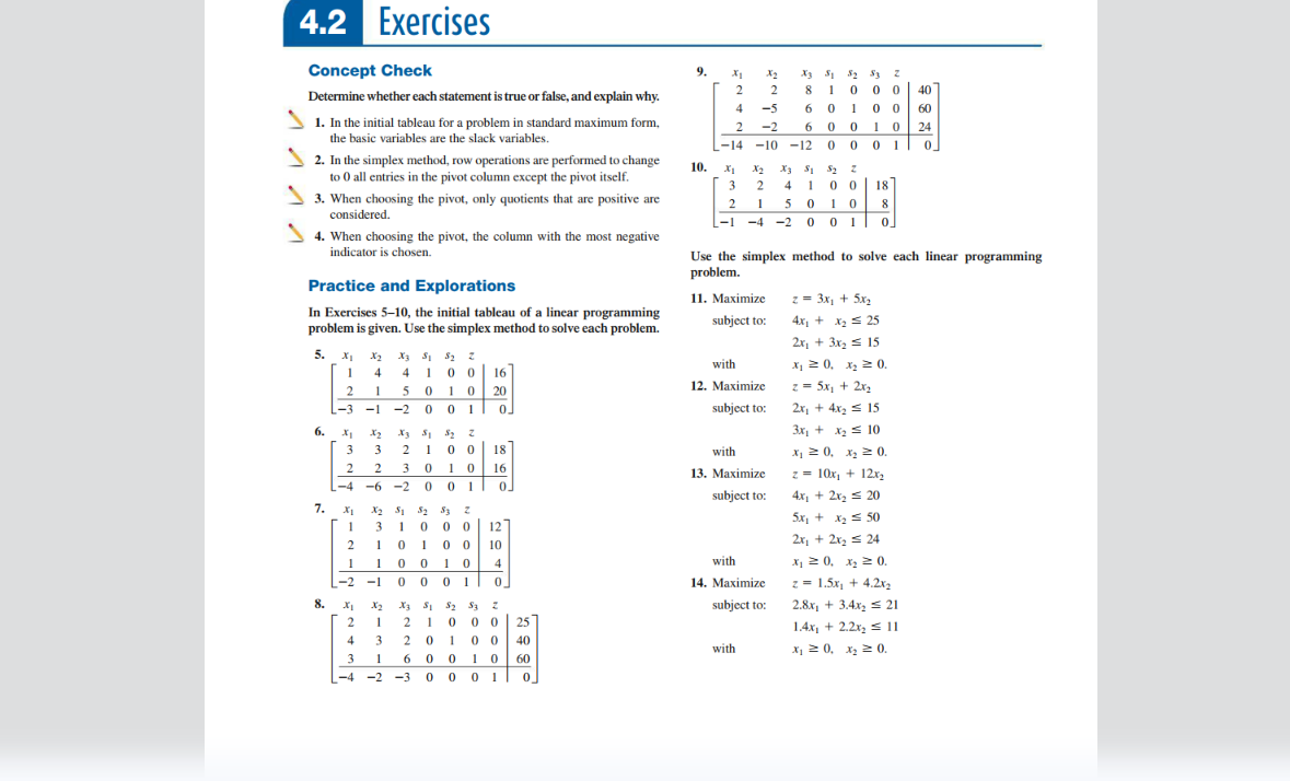 Solved 4.2 Exercises Concept Check Determine whether each | Chegg.com