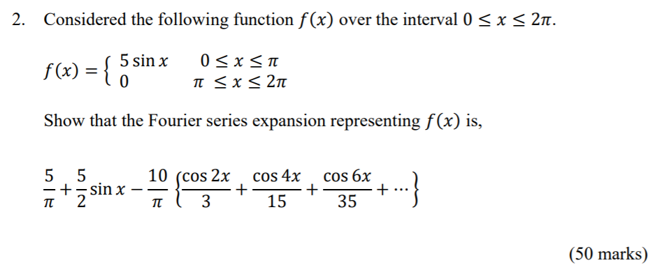 Solved 2. Considered the following function f(x) over the | Chegg.com