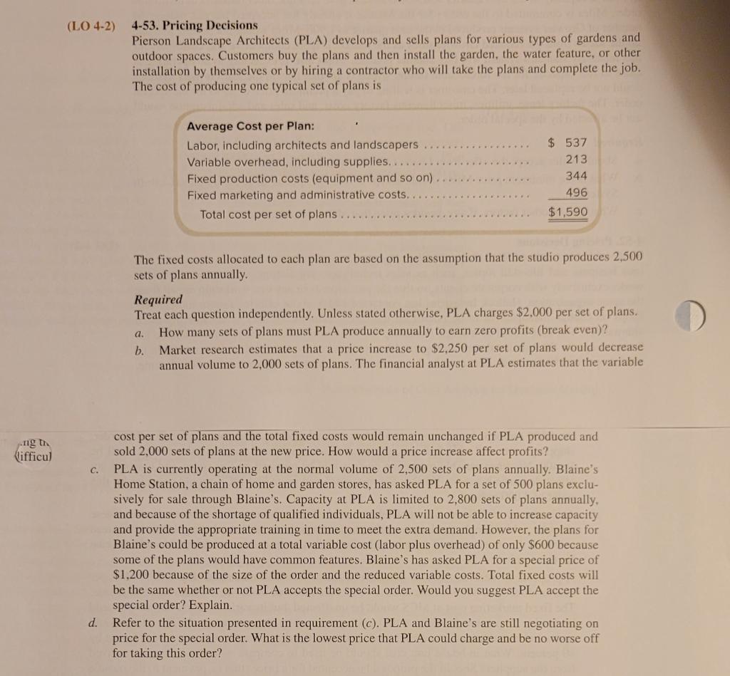 (LO 42) 453. Pricing Decisions Pierson Landscape