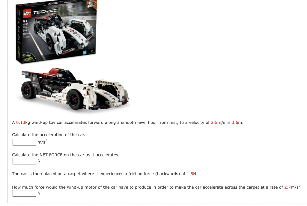 Solved A 0.13 kg windup toy car accelerates forward along a