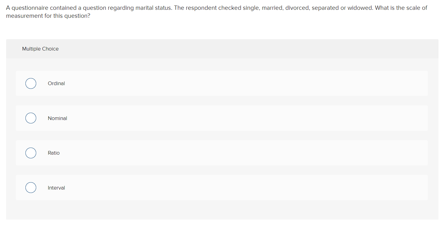 Solved A questionnaire contained a question regarding