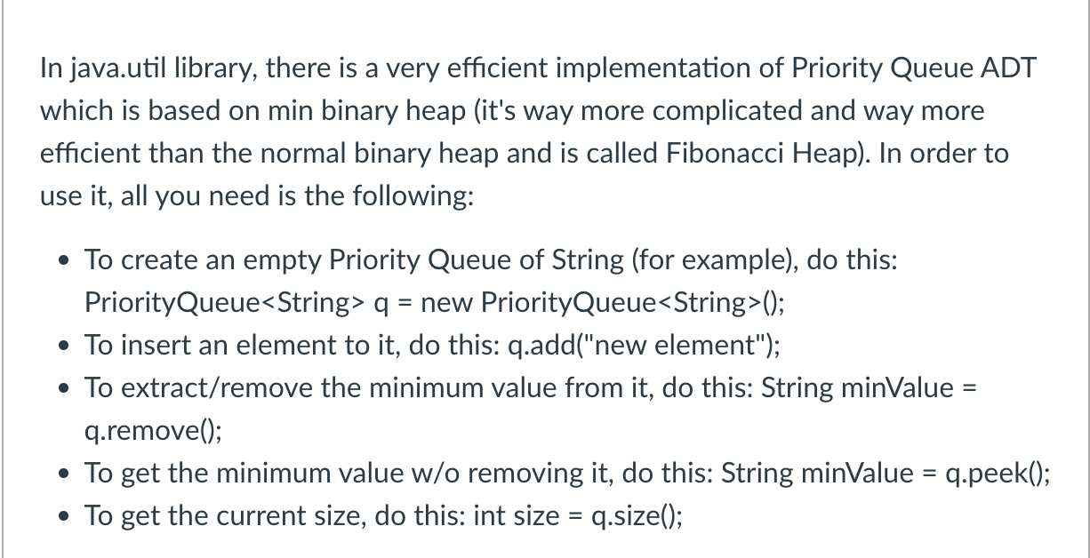 Solved In java.util library, there is a very efficient | Chegg.com