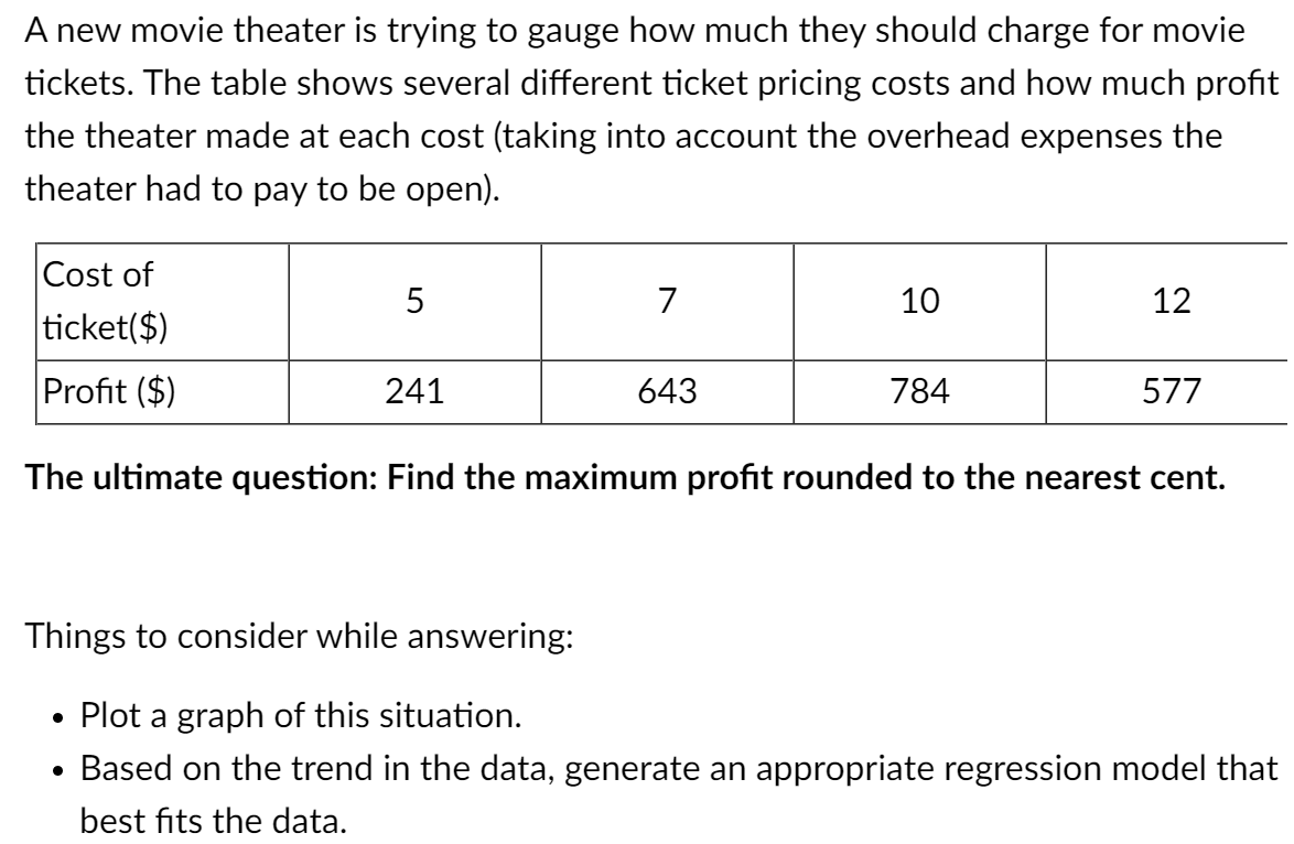 Solved A new movie theater is trying to gauge how much they