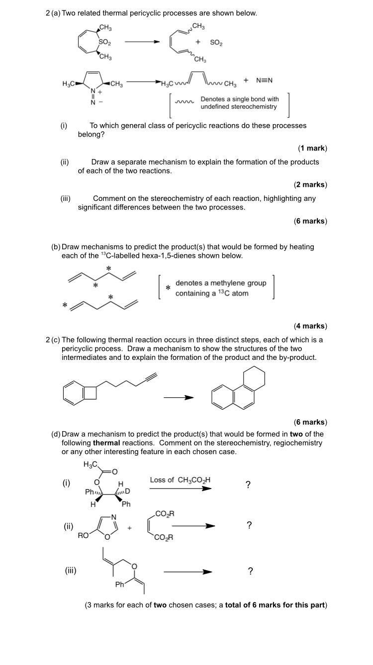 Solved a) Two related thermal pericyclic processes are shown | Chegg.com