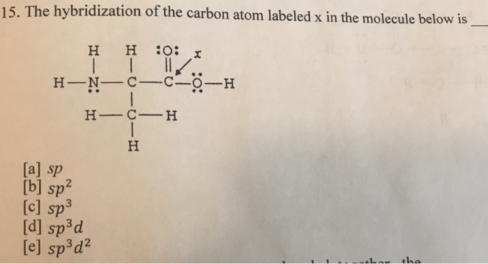 Solved: 5. The Hybridization Of The Carbon Atom Labeled X ... | Chegg.com