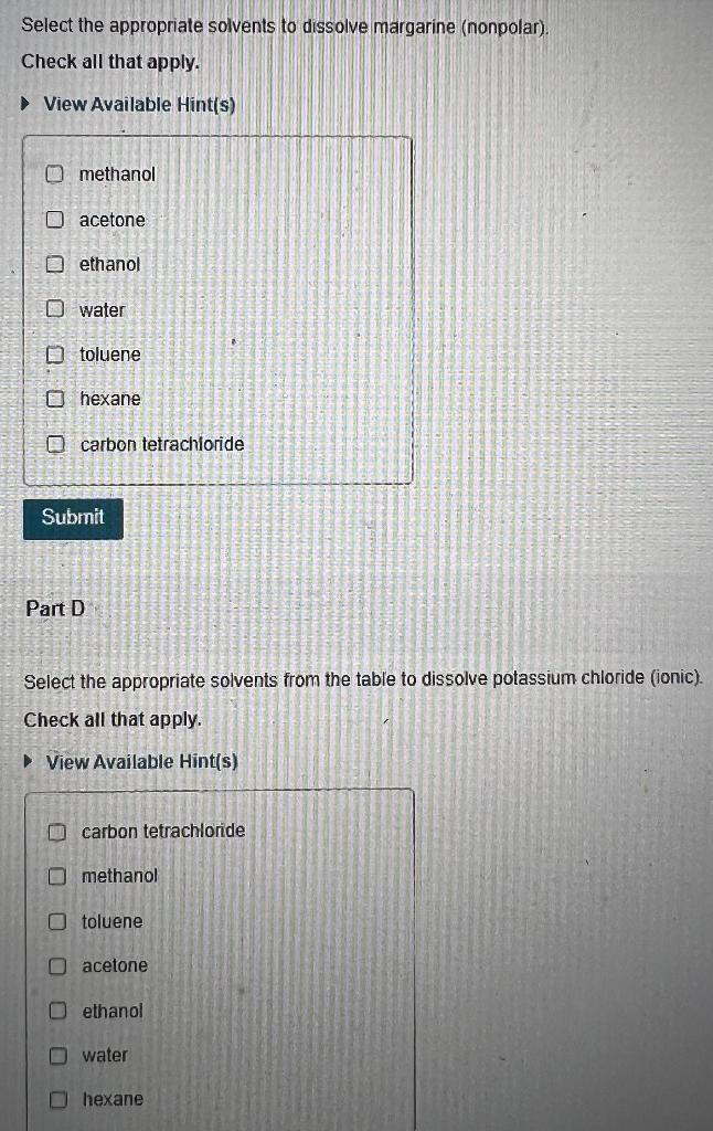 Solved Common laboratory solvents are shown below.