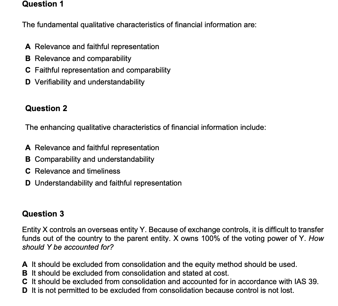 What are the fundamental qualitative characteristics of financial