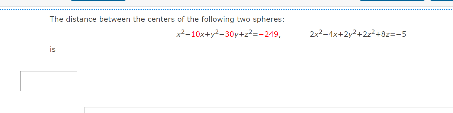 Solved The distance between the centers of the following two | Chegg.com