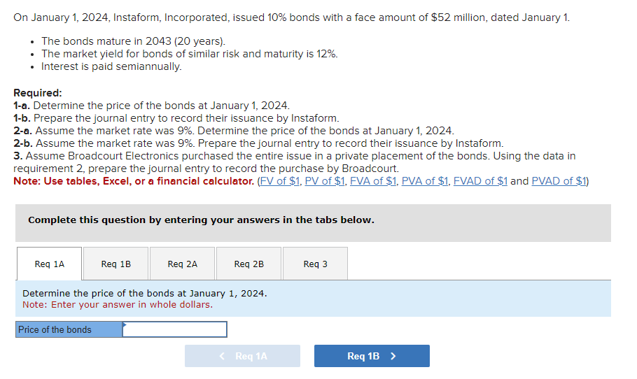 Solved On January 1,2024 , Instaform, Incorporated, issued