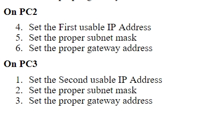 Solved On PCO 1. Set the First usable IP Address 2. Set the | Chegg.com
