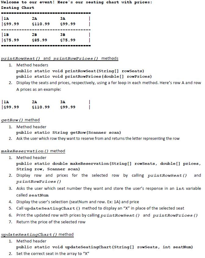 Write a Java program called SeatReservation which | Chegg.com