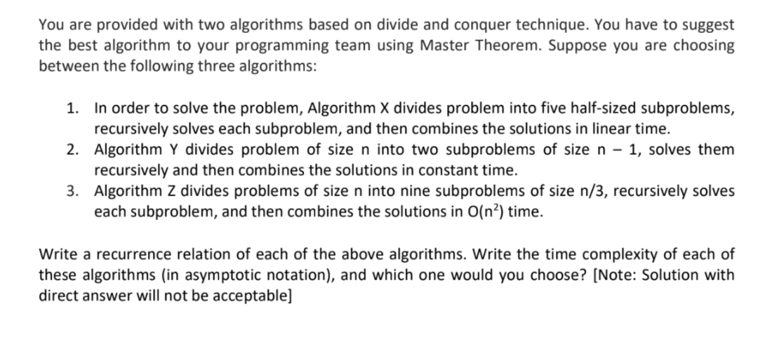 Solved You Are Provided With Two Algorithms Based On Divide | Chegg.com